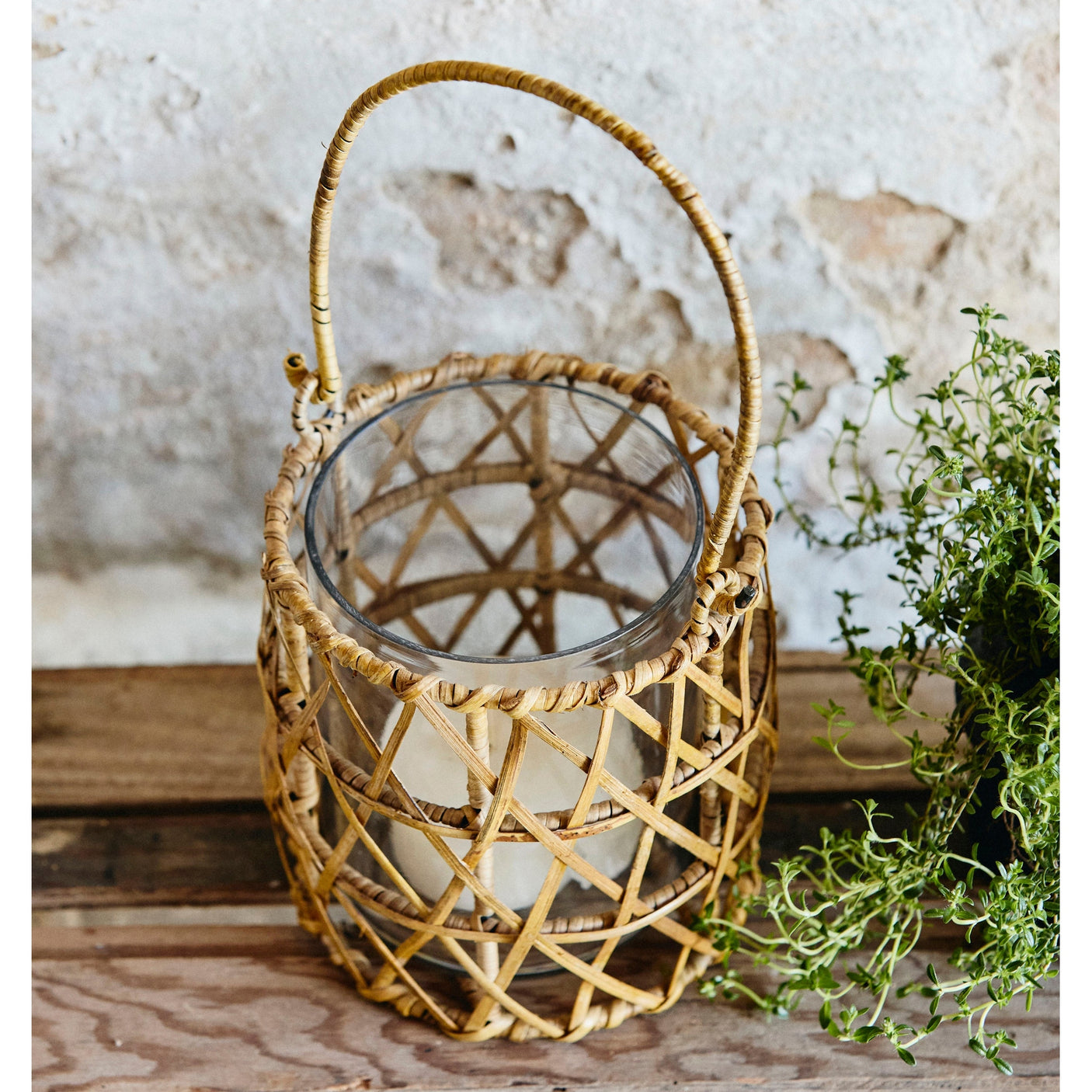 GHIZO sukkerrør lanterne - store - h22 cm - natur Nordal LANTERNER