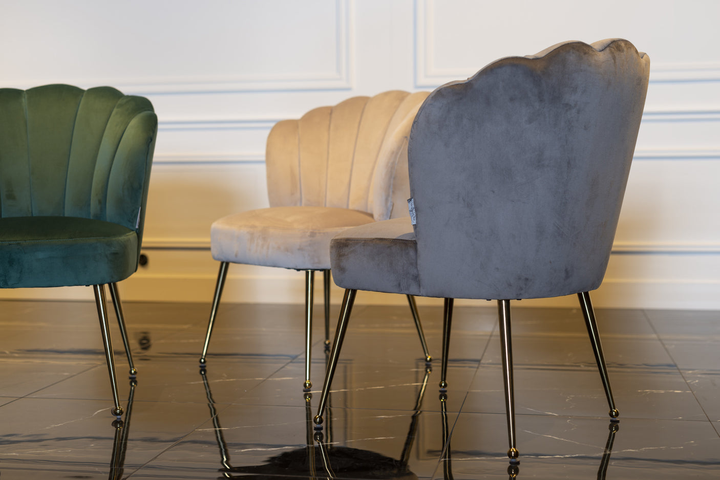 Spisestol Pippa khaki fløyel Richmond Interiors Spisestol