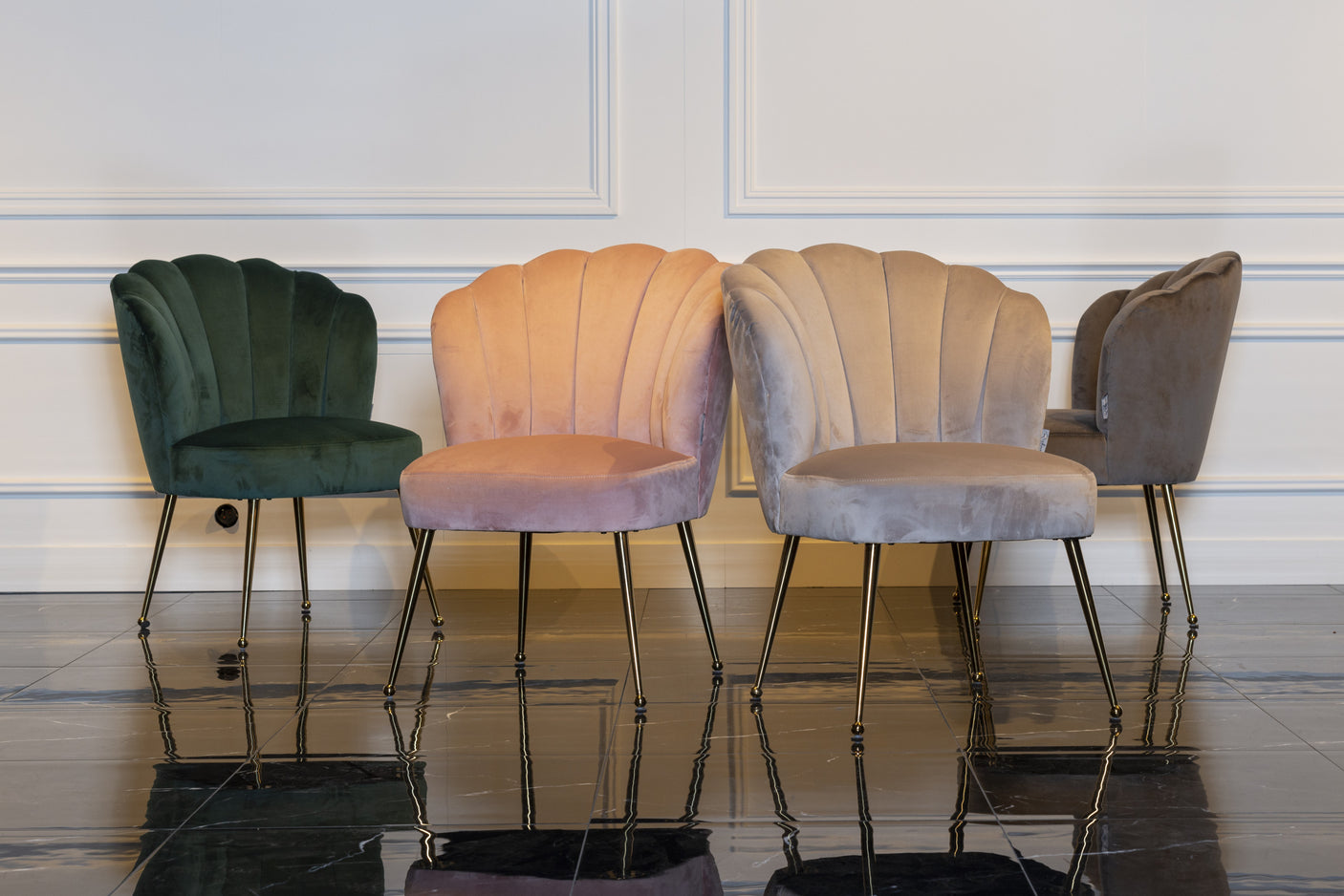 Spisestol Pippa khaki fløyel Richmond Interiors Spisestol