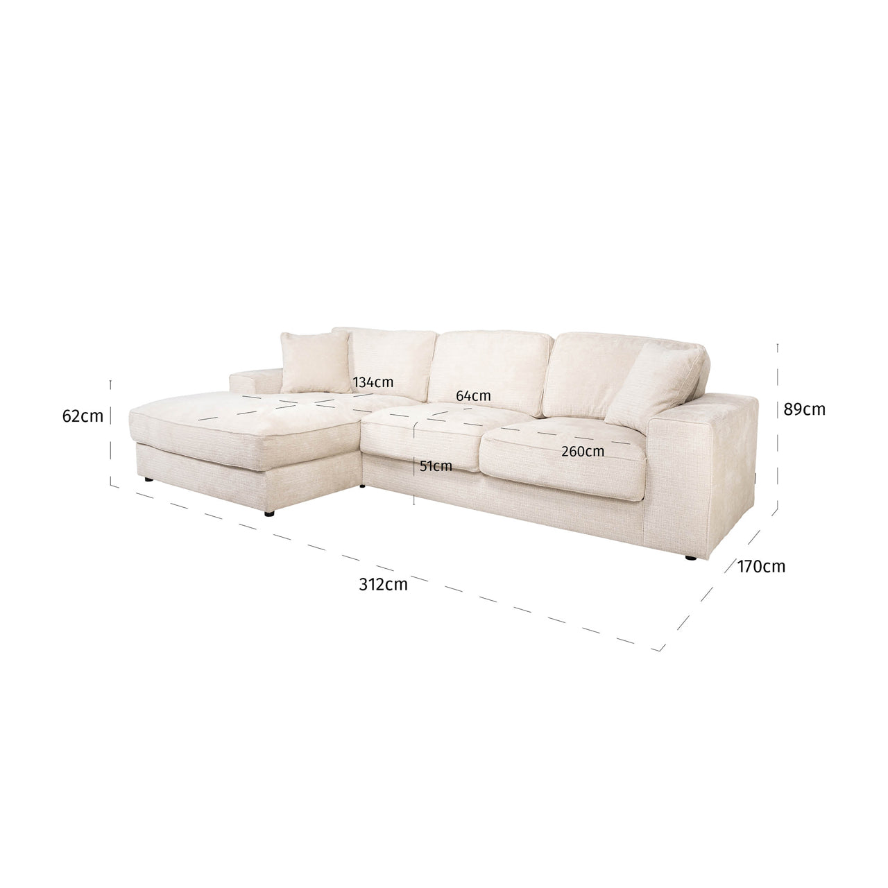 Sofa Santos niagara beige 2,5-seter lounge left Richmond Interiors Sofa