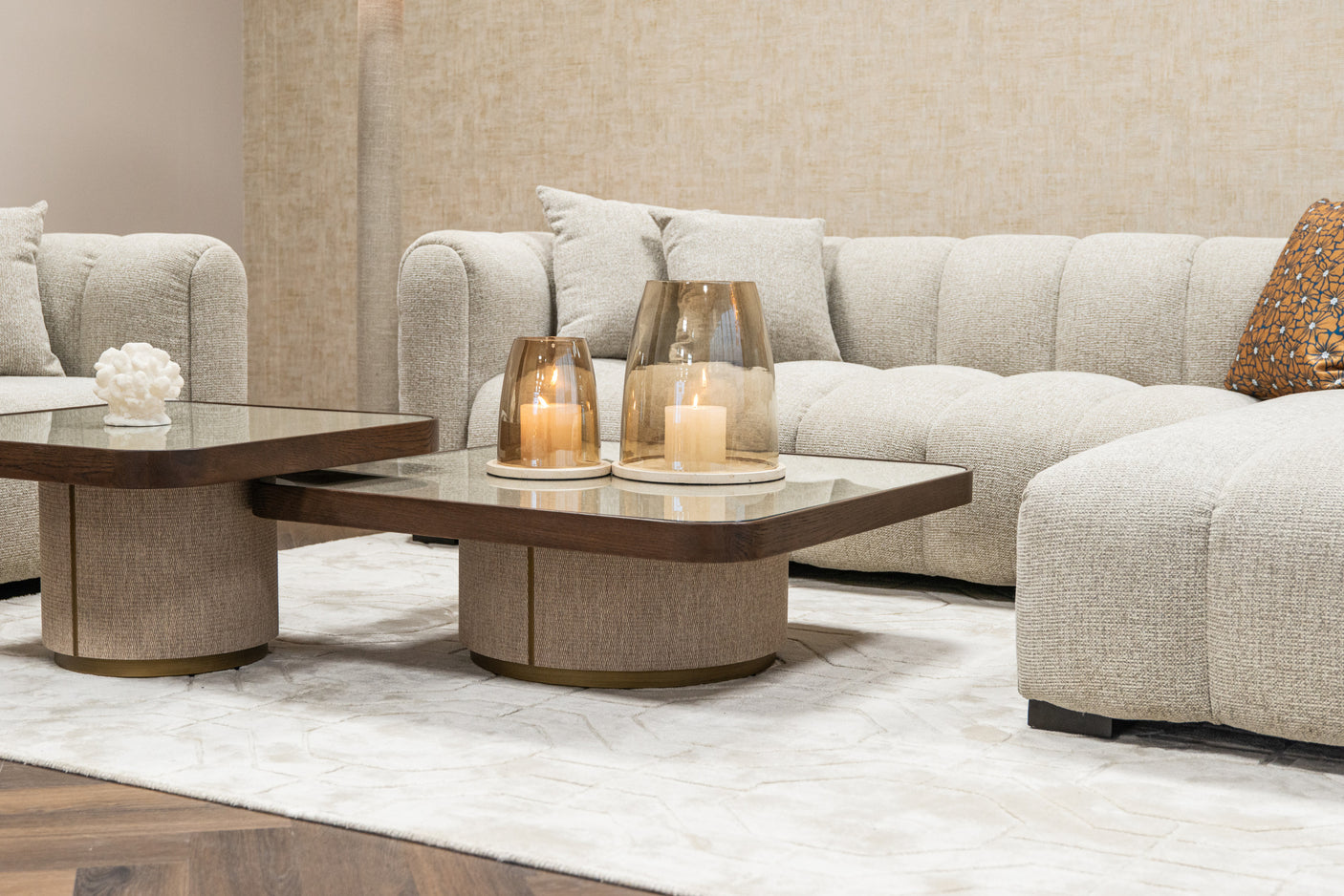 Salongbord Willox beige inkludert glass sett med 2 Richmond Interiors Sofabord