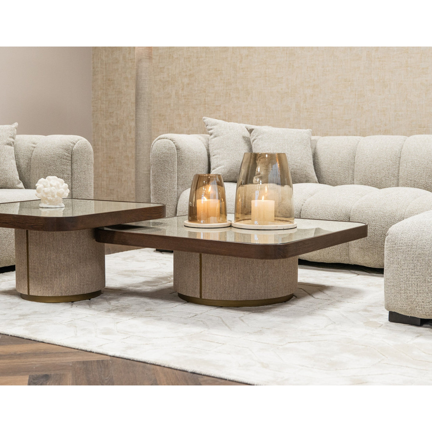 Salongbord Willox beige inkludert glass sett med 2 Richmond Interiors Sofabord