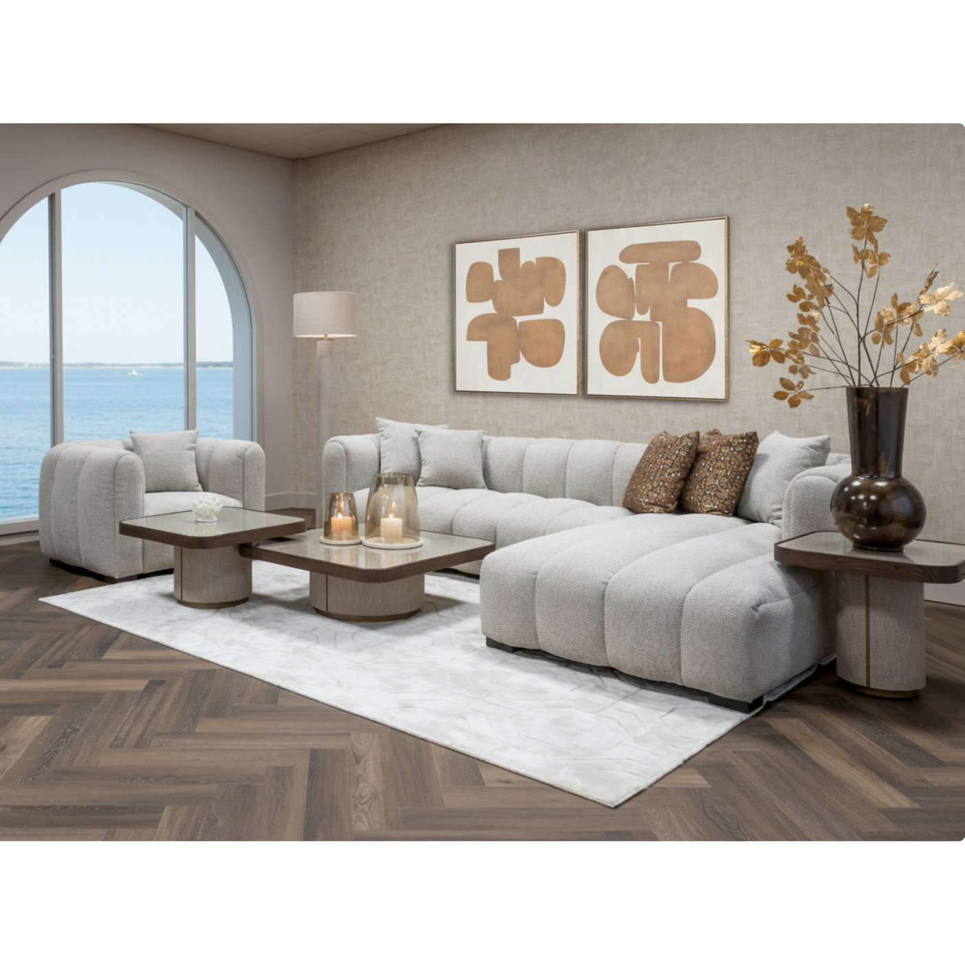 Salongbord Willox beige inkludert glass sett med 2 Richmond Interiors Sofabord