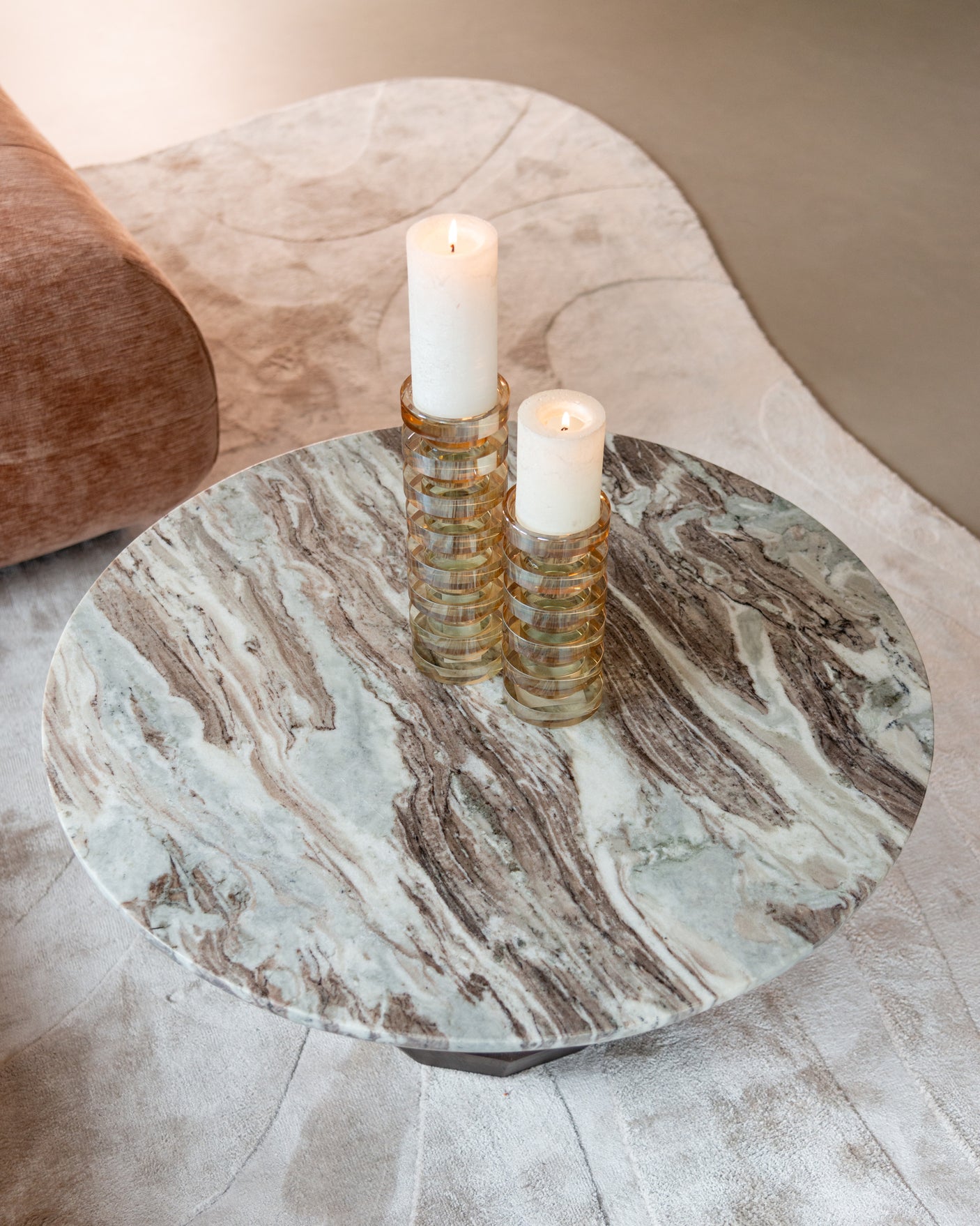 Kaffebord Oberoy Blush beige 80Ø Richmond Interiors Sofabord