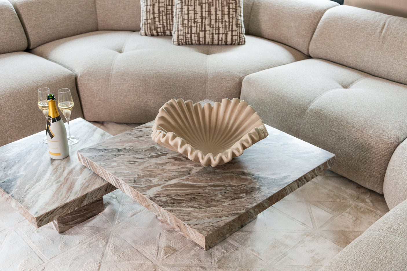 Salongbord Rashford Blush beige sett med 2 Richmond Interiors Sofabord