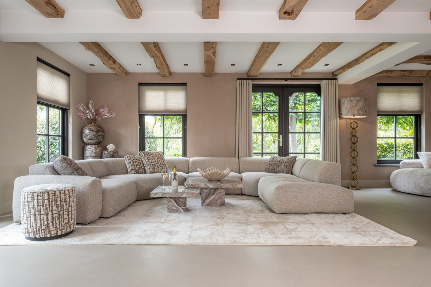 Puff & Fotskammel Lexie greige 45Ø Richmond Interiors Pall
