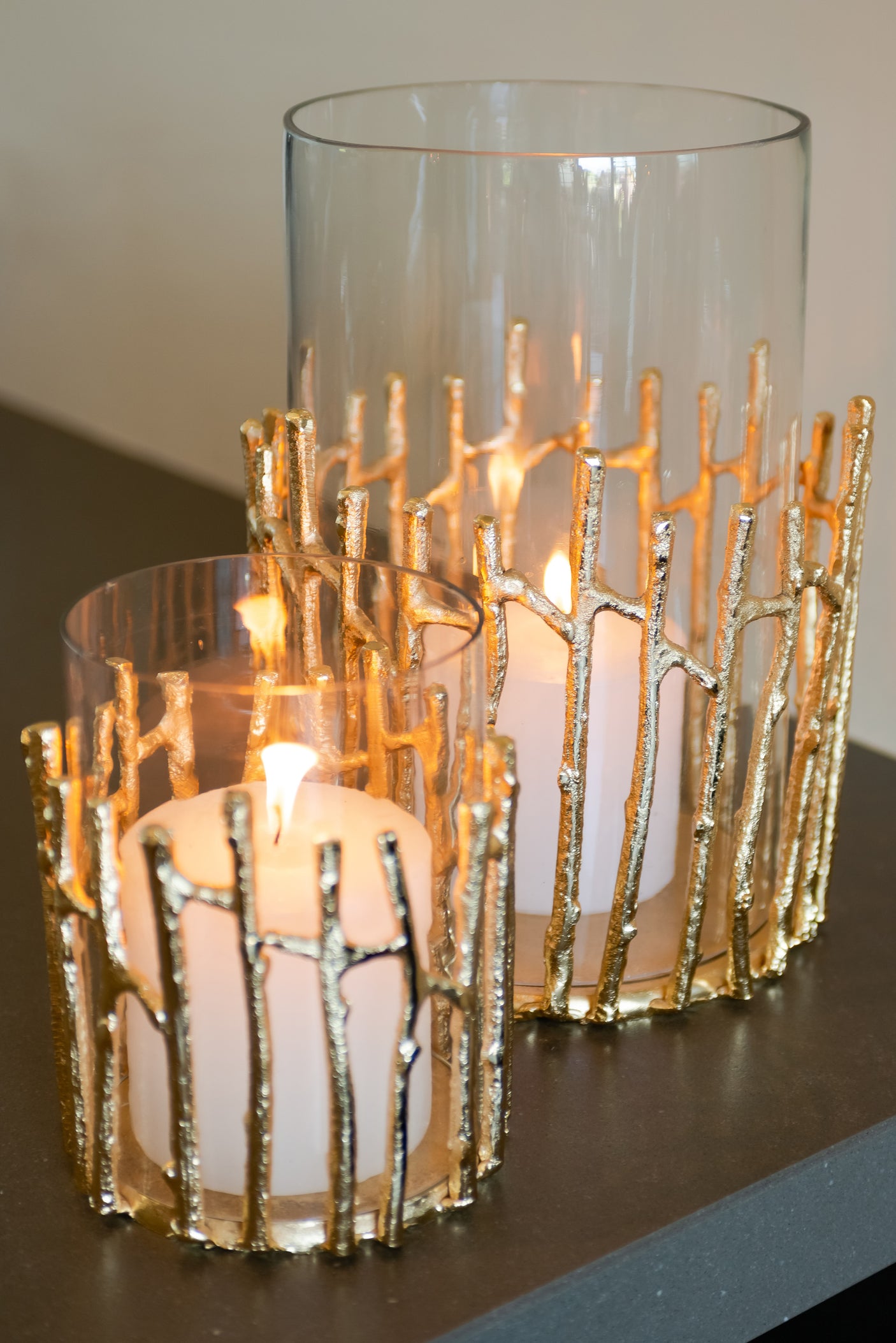 Hurricane light Loretta gold small Richmond Interiors Lanterne og lysglass