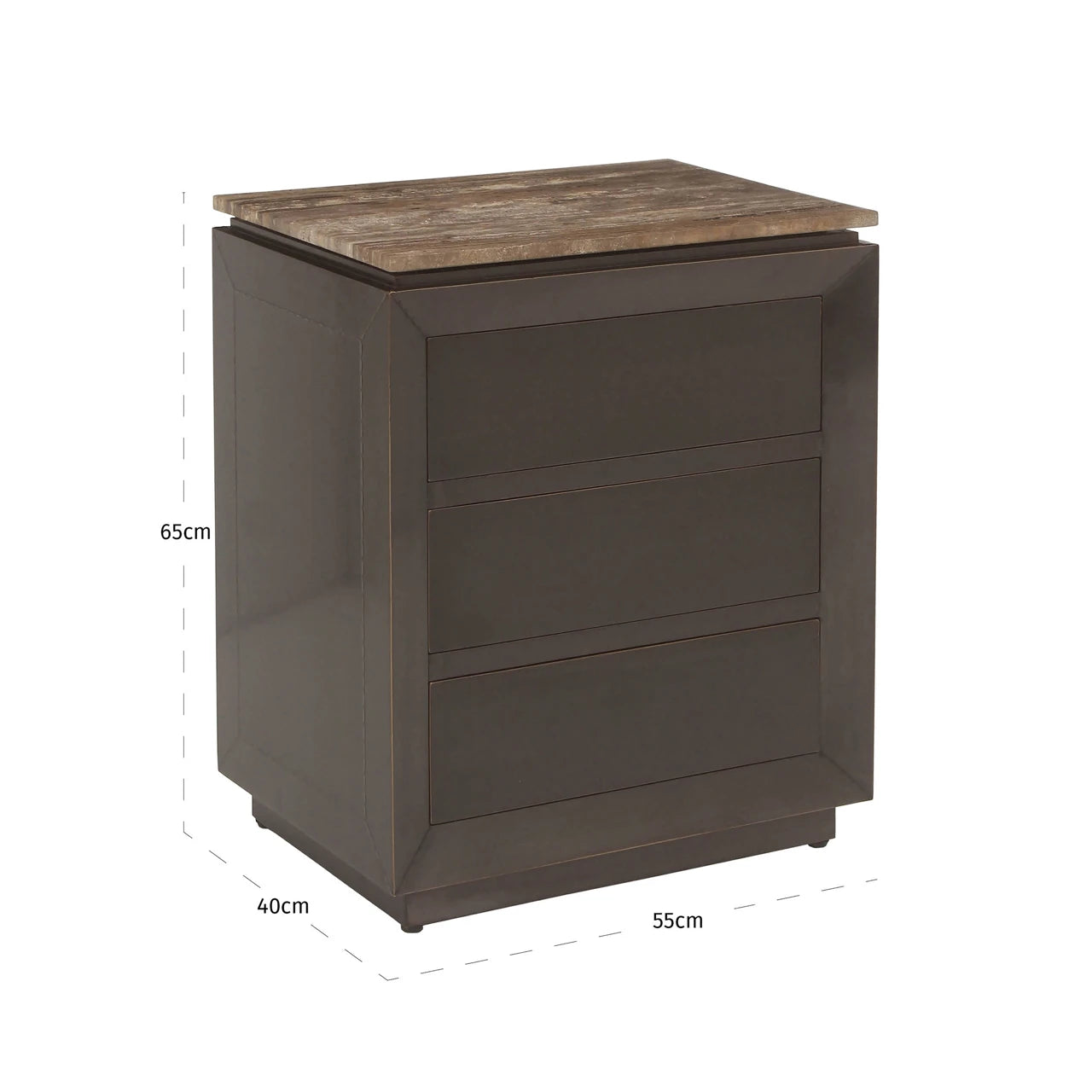 Nightstand Russo askebrun 3 skuffer Richmond Interiors Nattbord