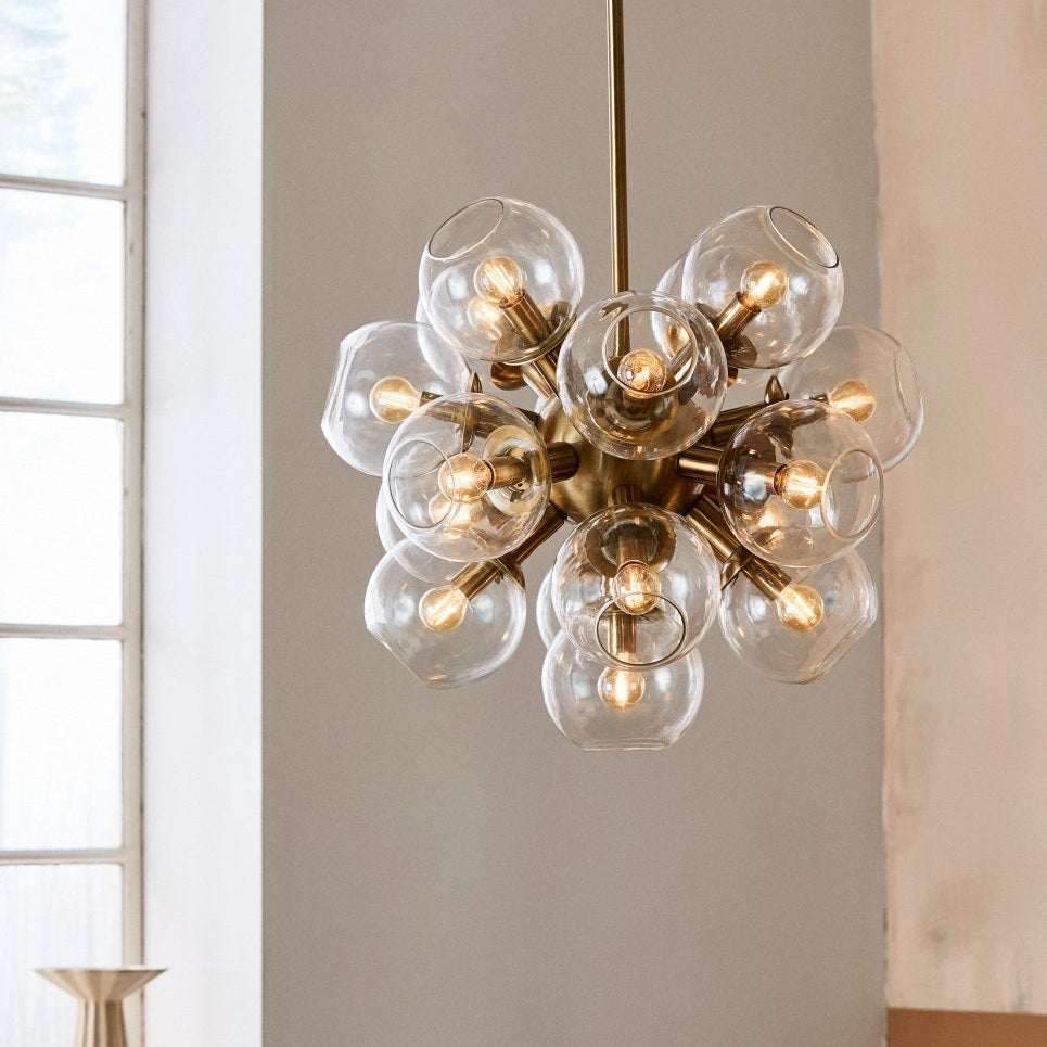 ATOMIC pendel i glass til 17 pærer - ø57 cm - gull finish Nordal HANG LAMPS