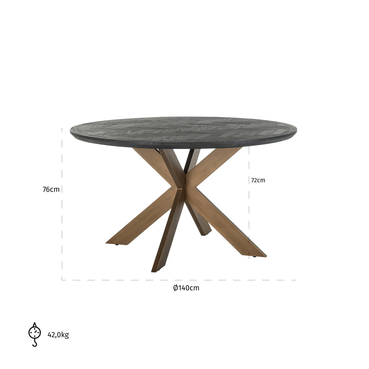 Spisebord Blackbone Brass svart rustikk 140Ø Richmond Interiors Spisebord