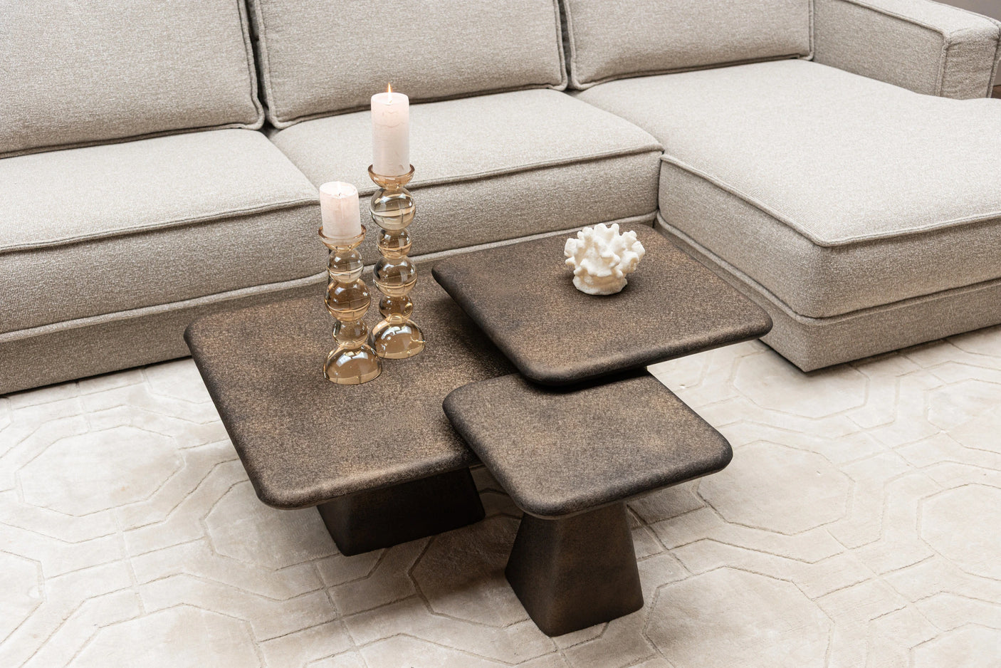 Salongbord Marlie gull sett med 3 Richmond Interiors Sofabord