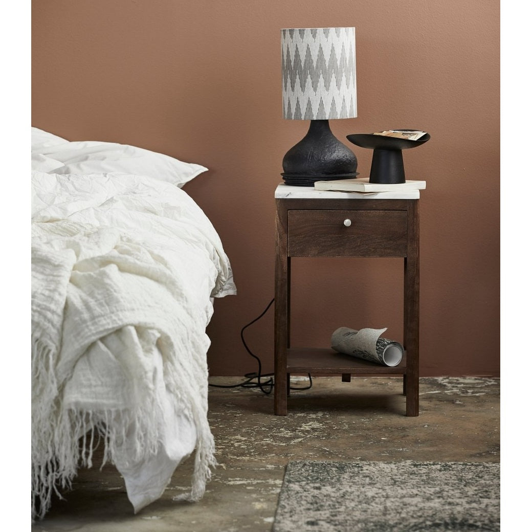 BILLE sengebord - brun/hvitt marmor Nordal TABLES