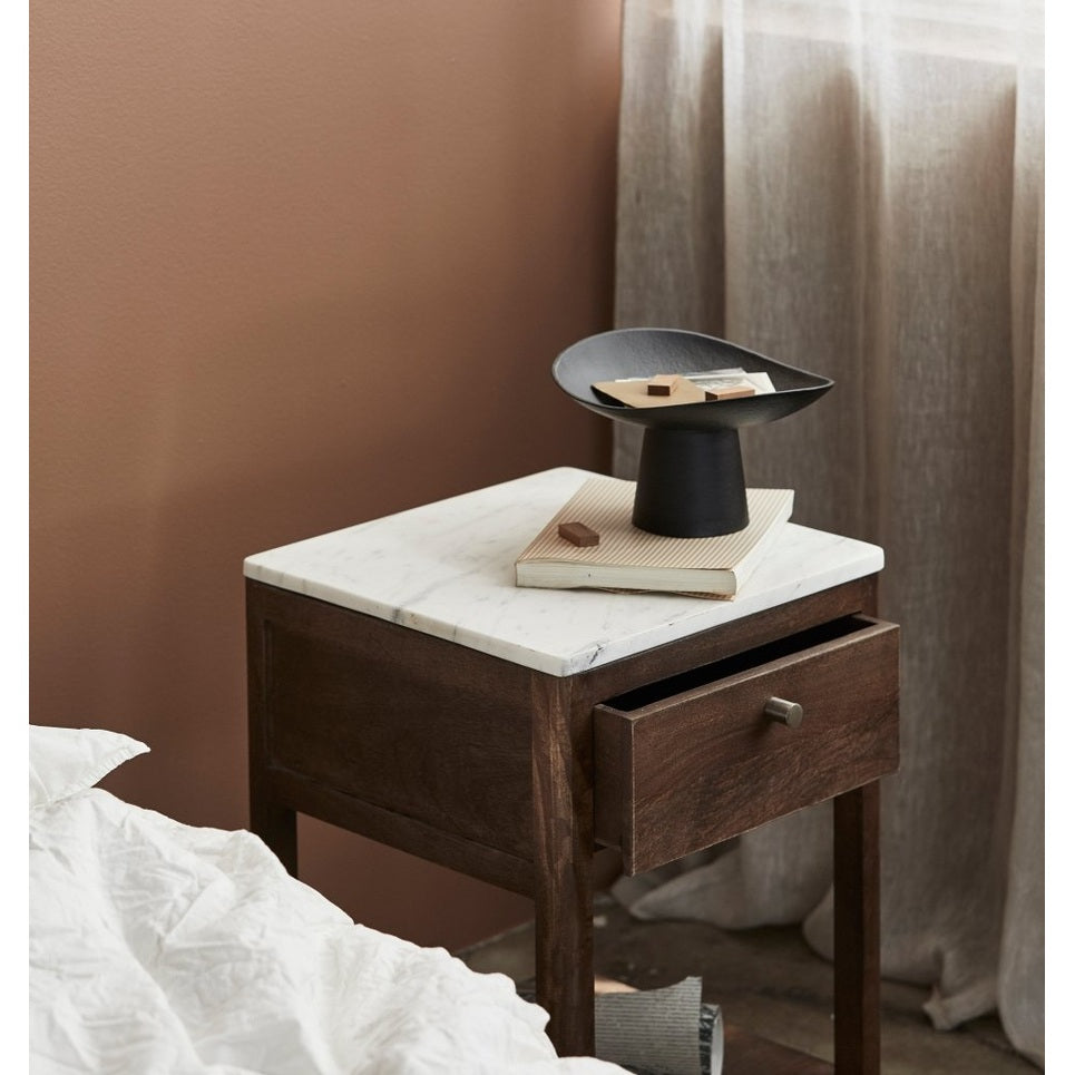 BILLE sengebord - brun/hvitt marmor Nordal TABLES