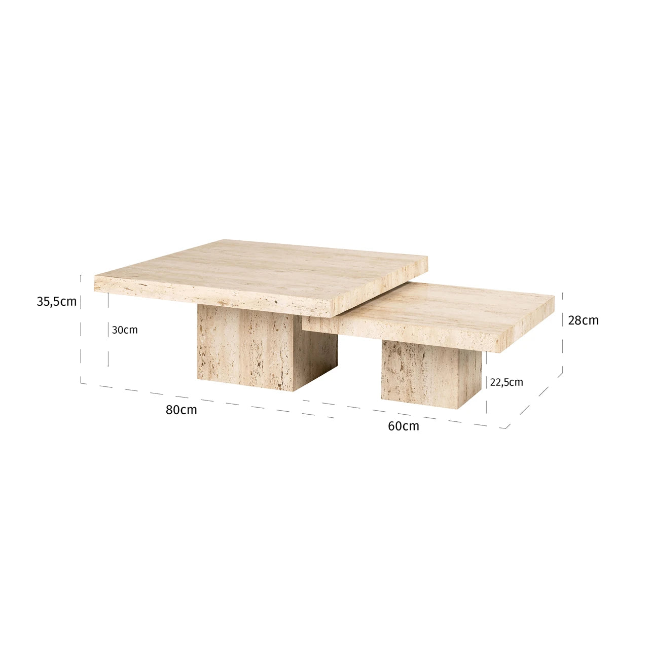 Sofabord La Cantera beige sett med 2 Richmond Interiors Sofabord