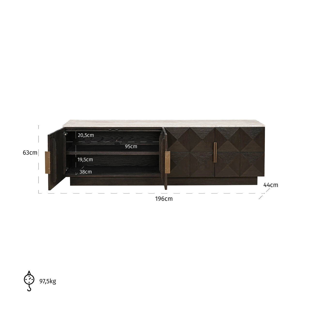 TV-benk Claremont brun Richmond Interiors TV-benk