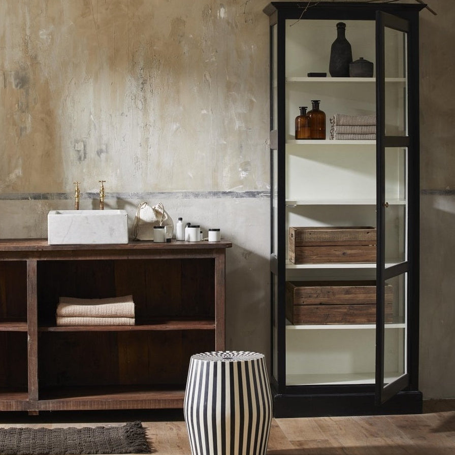 CLASSIC vitrine i tre - 212x84 - svart/hvitt Nordal CABINETS