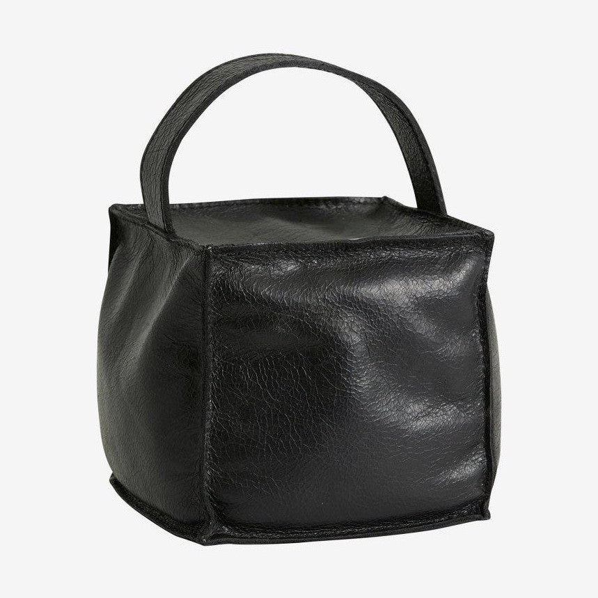 COOK dørstopper i skinn med hank - 12x12 cm - sort Nordal DECO ITEMS