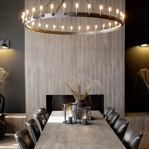 Crown Taklampe Antique iron Artwood Taklampe