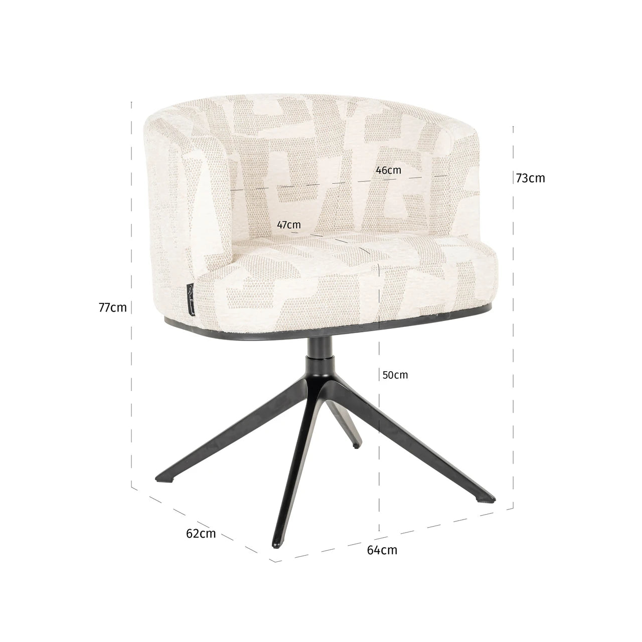 Spisestol Cheyenne beige graffic svingbar Richmond Interiors Spisestol