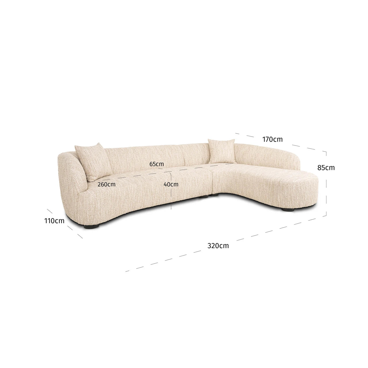 Sofa Pandora beige angora lounge høyre Richmond Interiors Sofa
