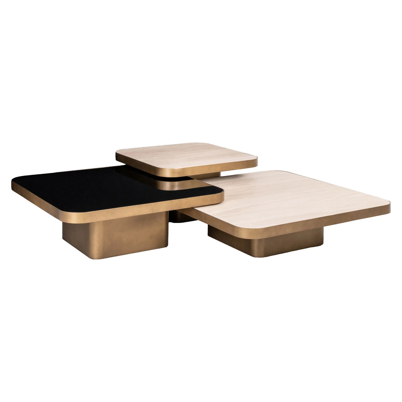 Kaffebord Cumulus gull antikk sett med 3 Richmond Interiors Sofabord
