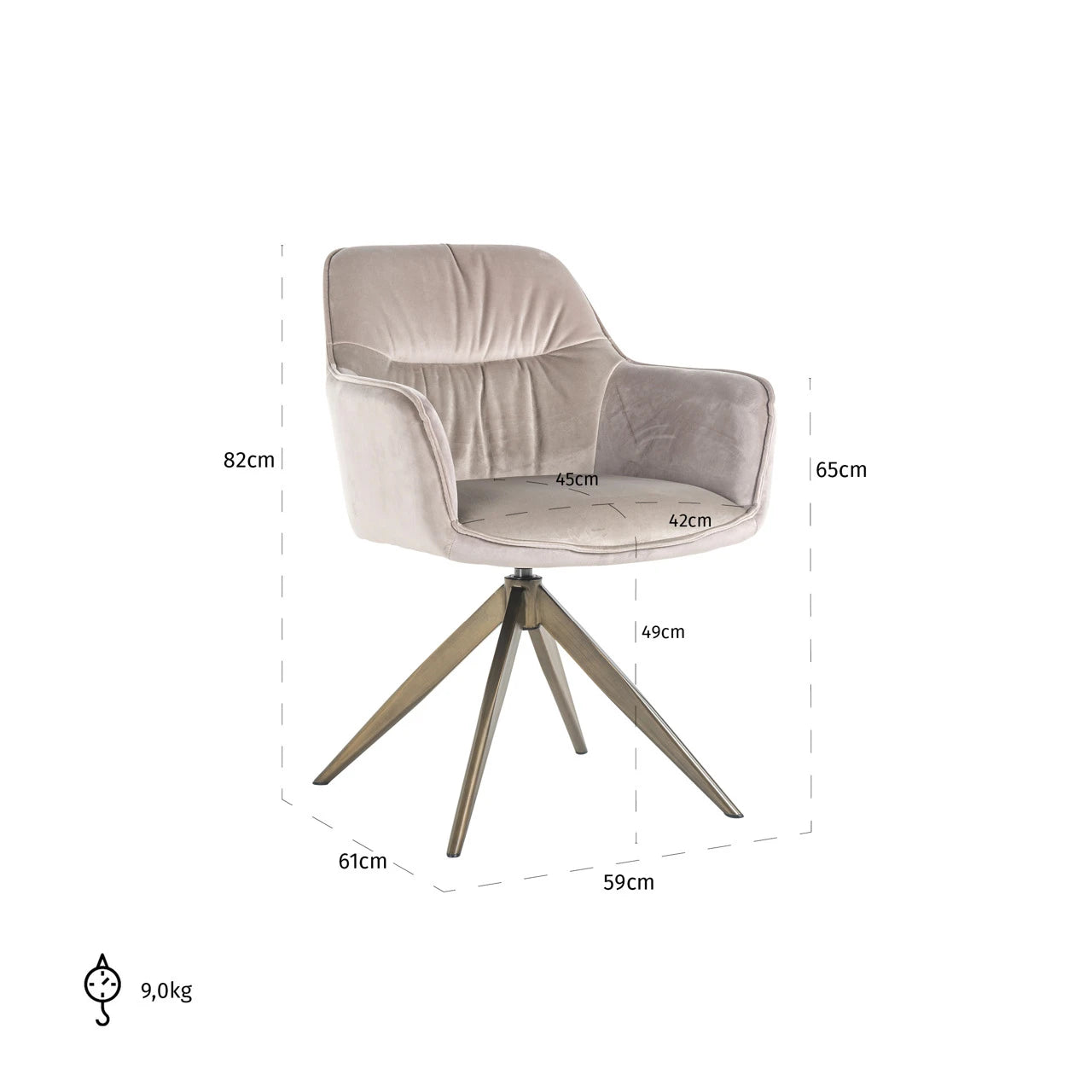Spisestol Aline khaki fløyel svingbar flammehemmende Richmond Interiors Spisestol