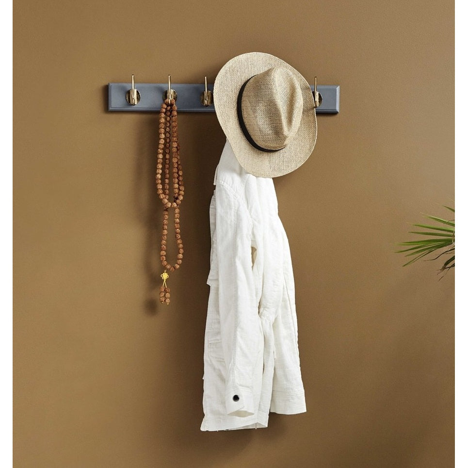 EDGY knagerække i tre med 6 brass knager - 60 cm - grå Nordal COAT RACKS