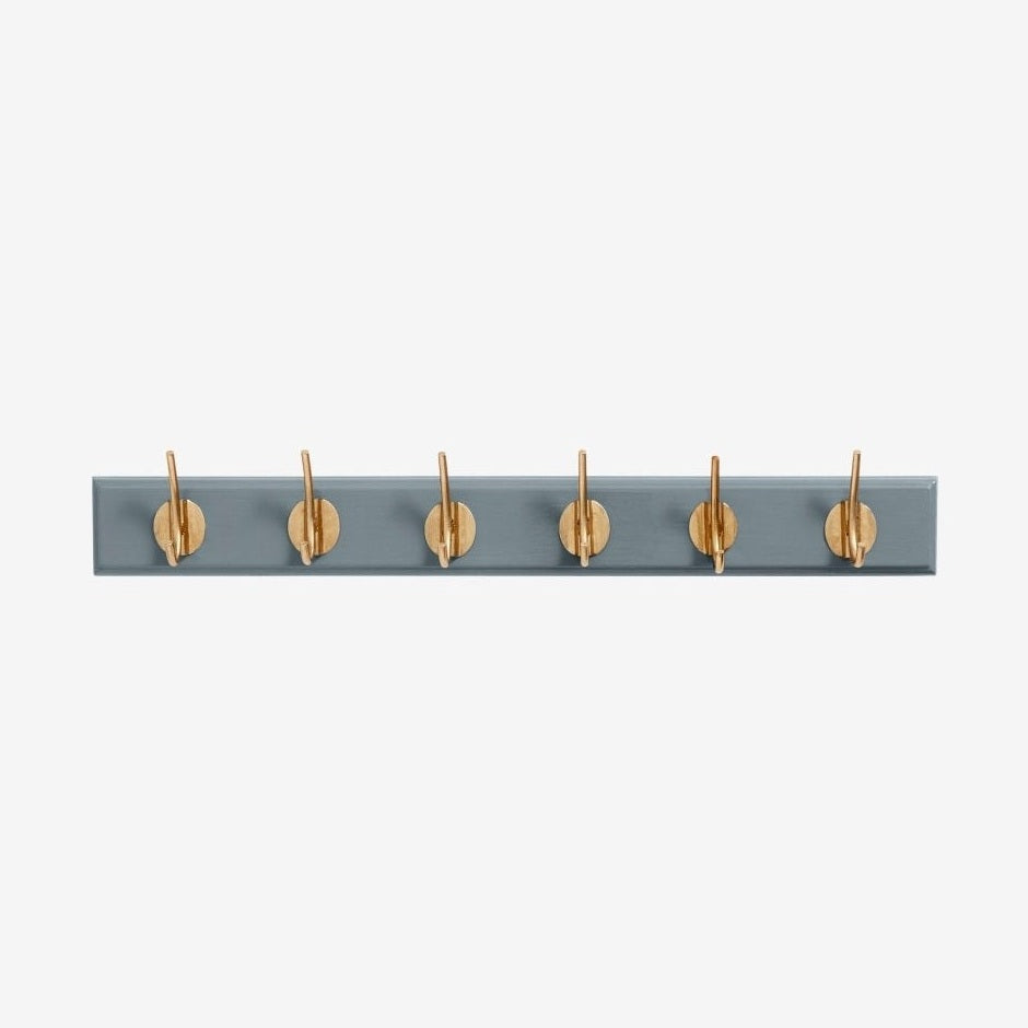 EDGY knagerække i tre med 6 brass knager - 60 cm - grå Nordal COAT RACKS