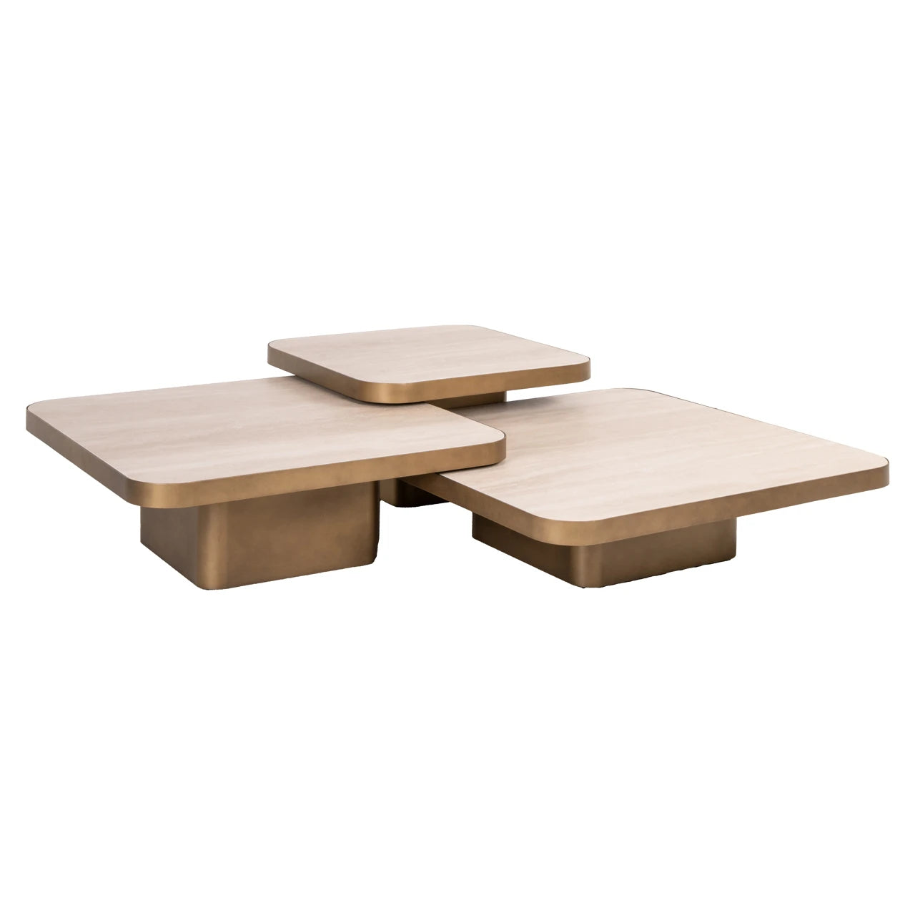 Kaffebord Cumulus gull antikk sett med 3 Richmond Interiors Sofabord