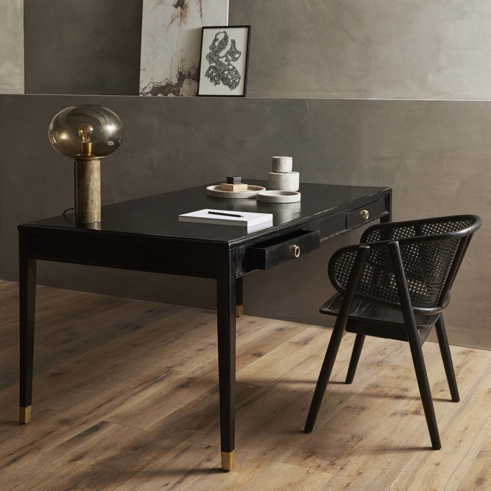 EMS-bordet i mangotre - 179x90 - svart/gullfinish Nordal TABLES