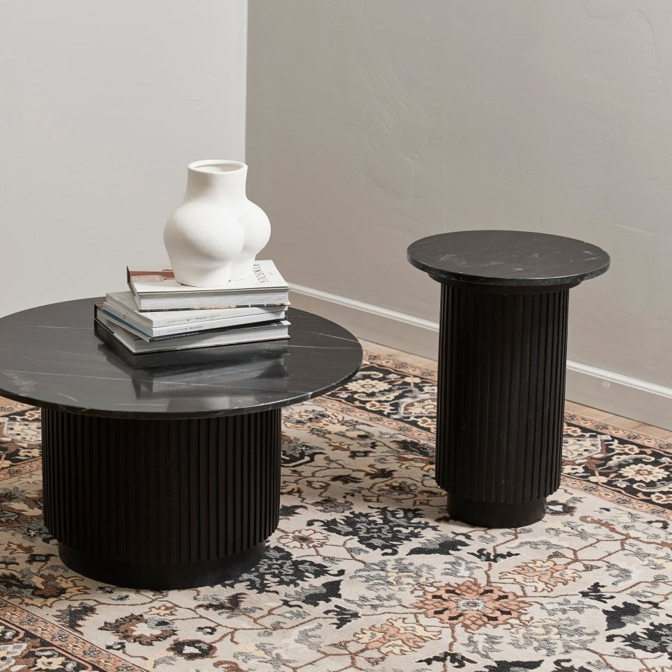 ERIE rundt sidebord i tre og marmor - ø40 cm - sort Nordal TABLES