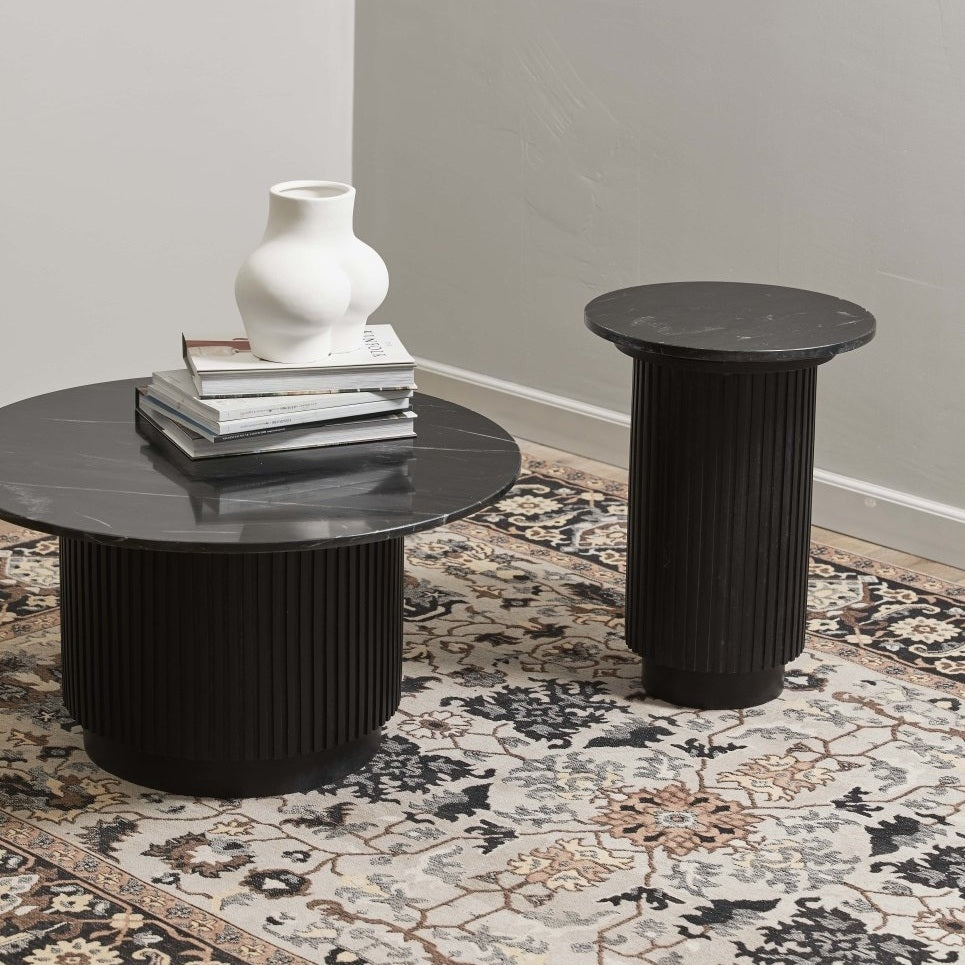 ERIE rundt sofabord i tre og marmor - ø75 cm - sort Nordal TABLES