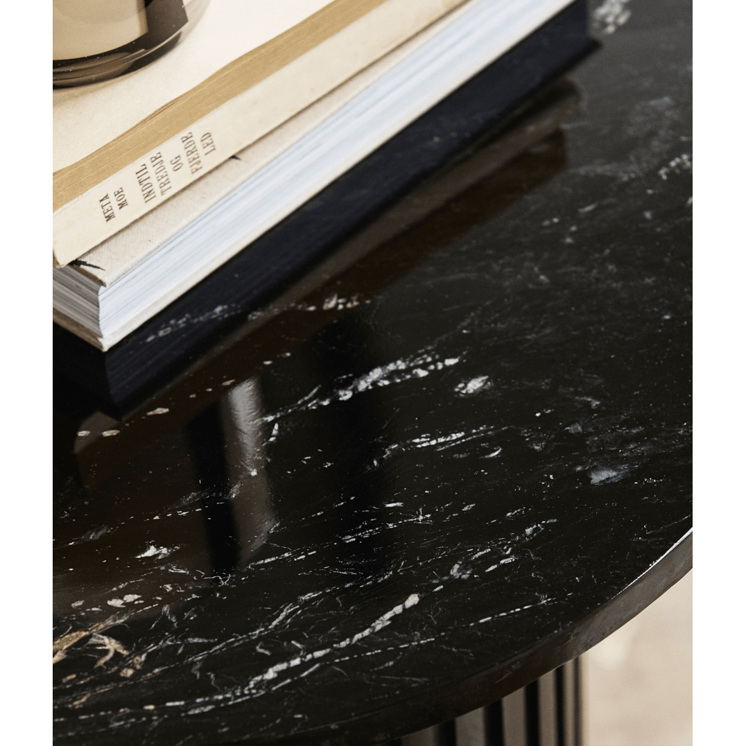 ERIE rundt sofabord i tre og marmor - ø90 cm - sort Nordal TABLES