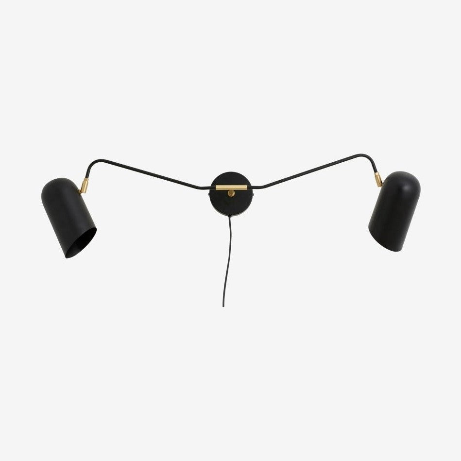 ERIS-vegglampen med 2 armer - B100 cm - svart/messing Nordal WALL LAMPS