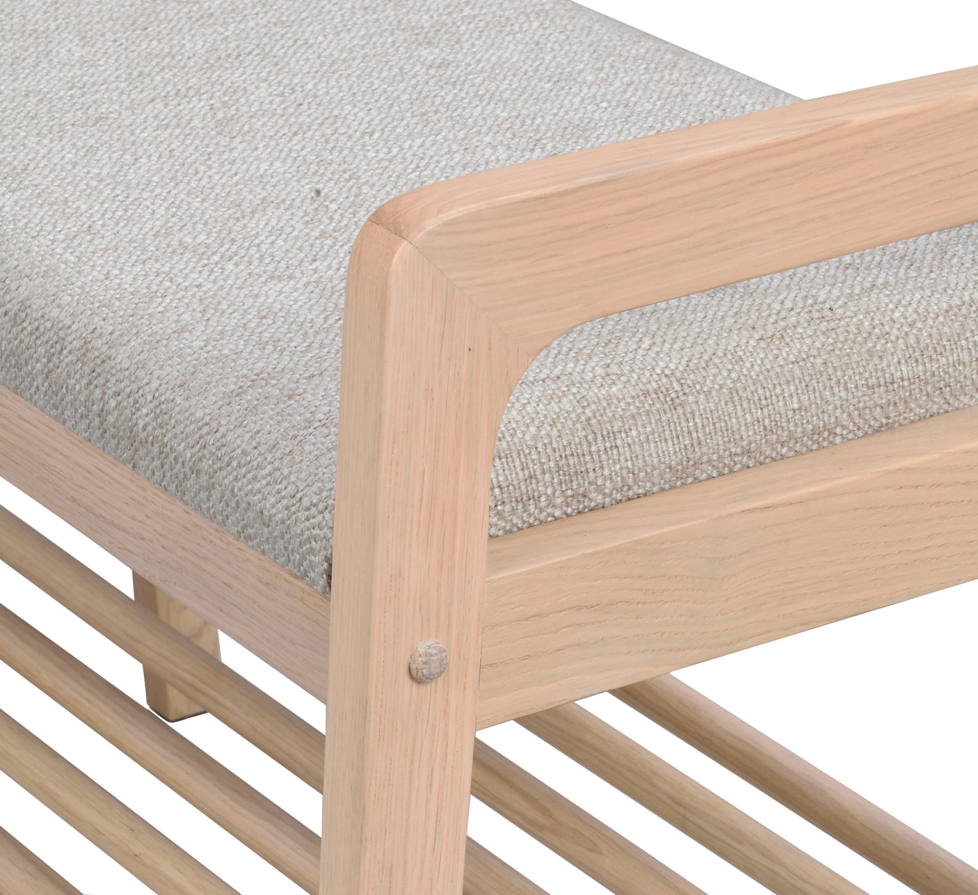 Inverness benk 75 whitewash eik/beige stoff Rowico Benk