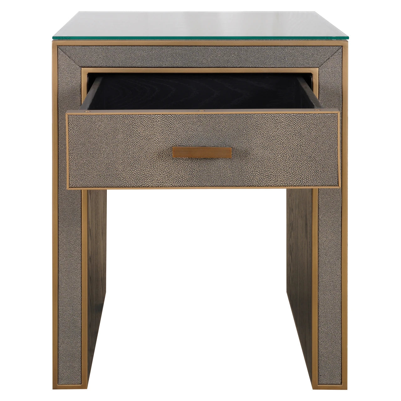 Nattbord Bloomville messing shagreen inkl. glassplate Richmond Interiors Nattbord
