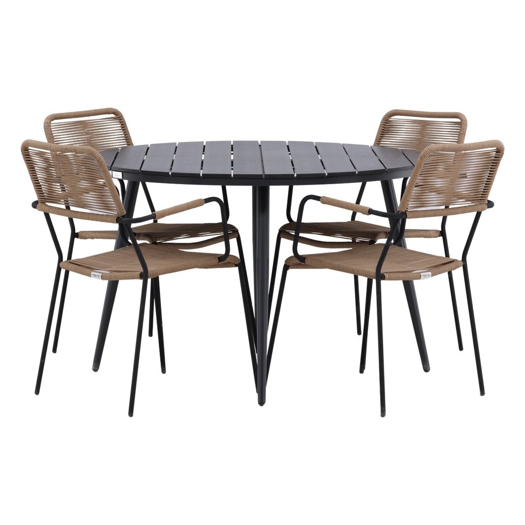 Pause Spisebord Rundt 120ø + Lindos Lenestol Venture Design Spisegruppe
