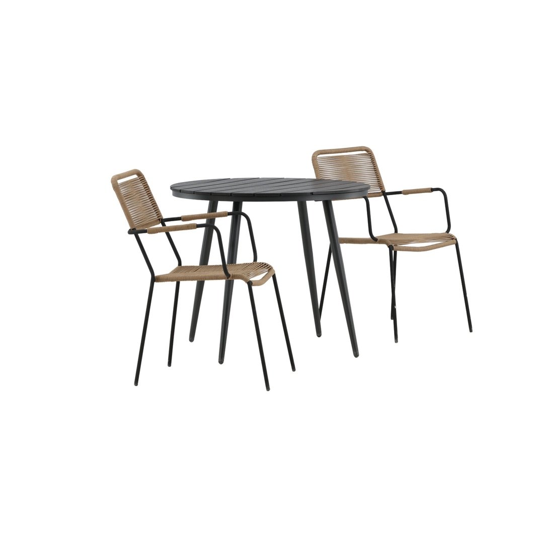 Pause Spisebord Rundt 90ø + Lindos Lenestol Venture Design Spisegruppe