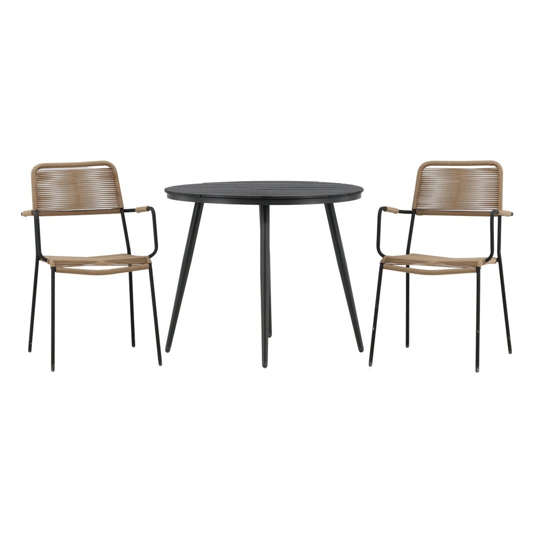 Pause Spisebord Rundt 90ø + Lindos Lenestol Venture Design Spisegruppe
