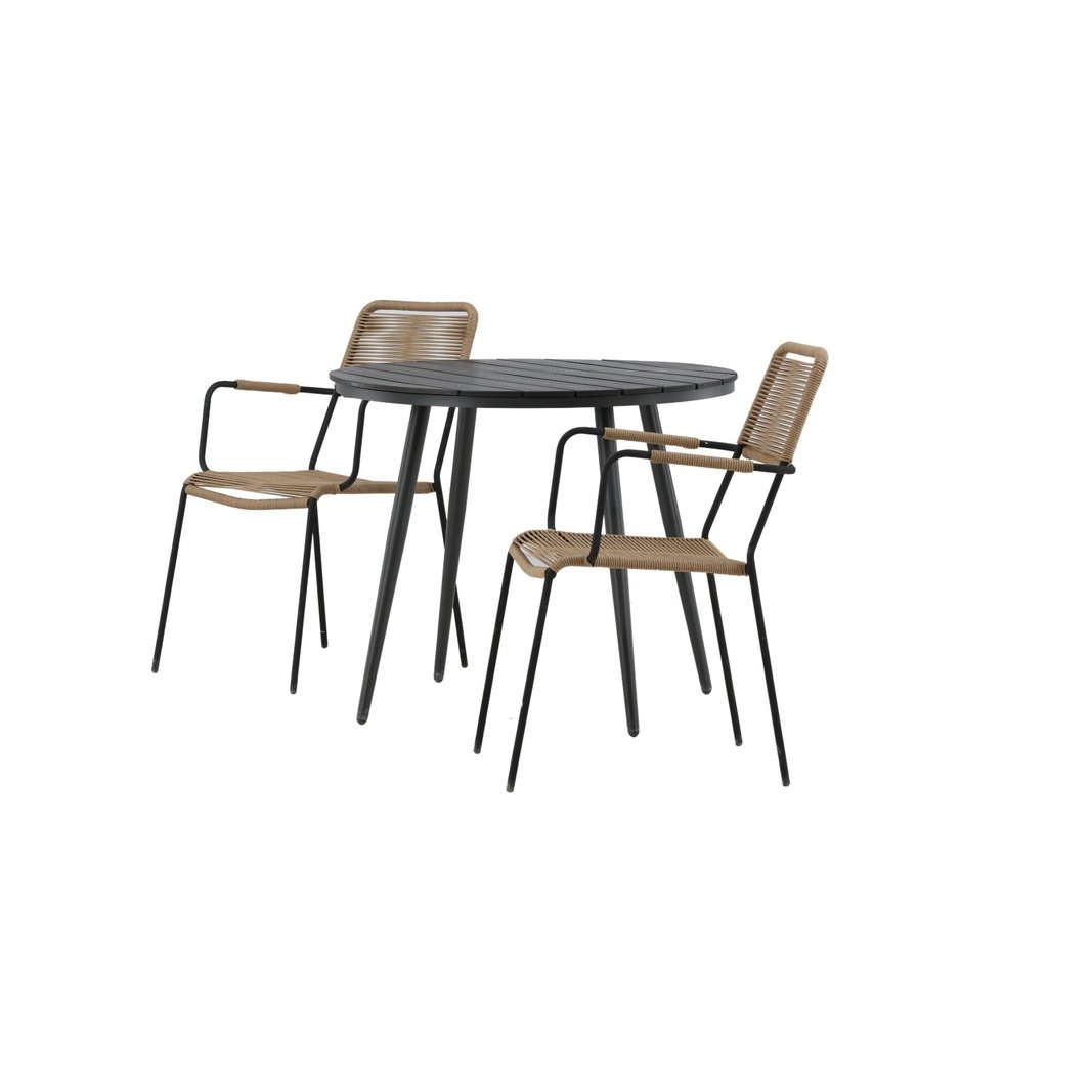 Pause Spisebord Rundt 90ø + Lindos Lenestol Venture Design Spisegruppe