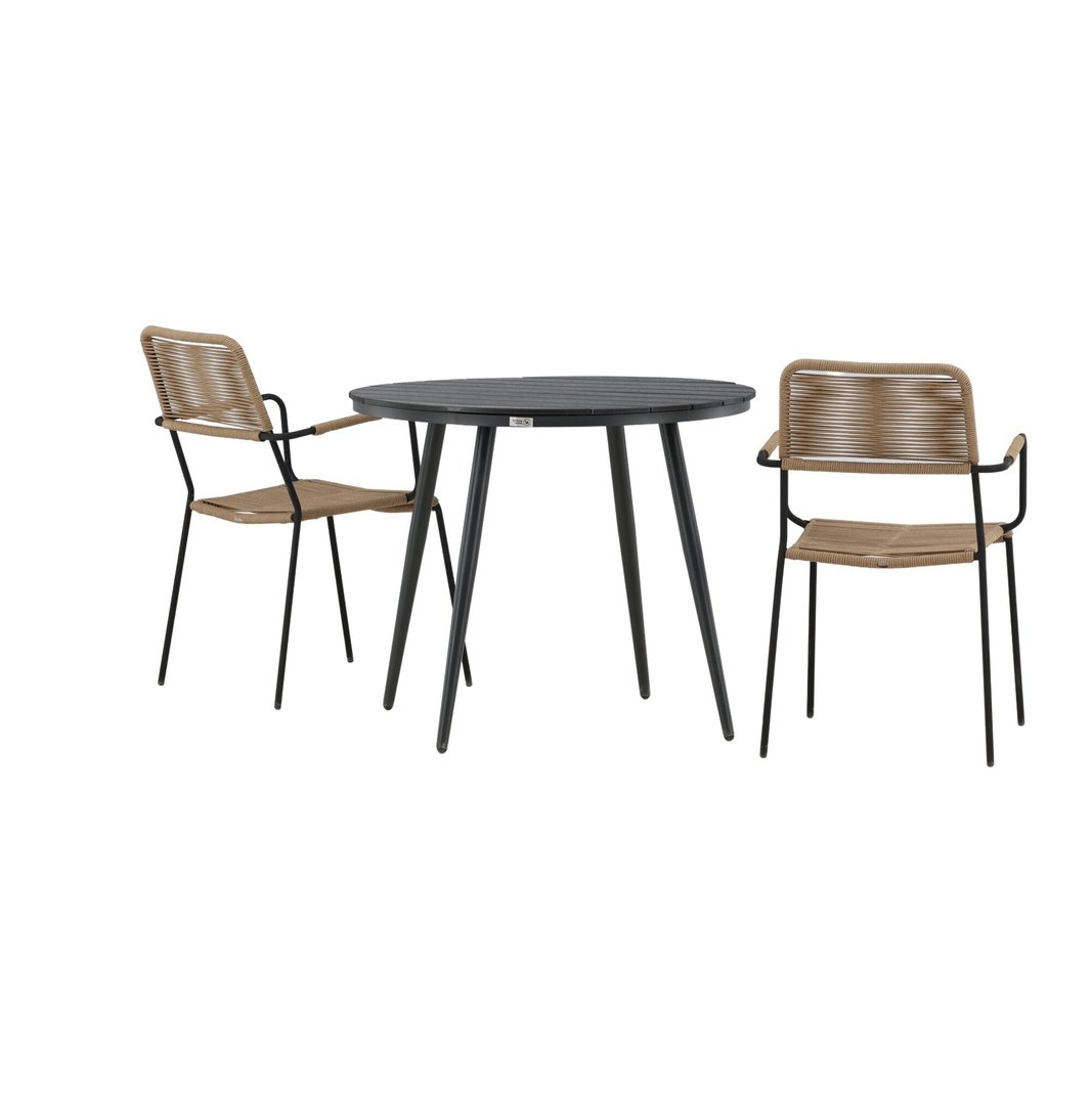 Pause Spisebord Rundt 90ø + Lindos Lenestol Venture Design Spisegruppe
