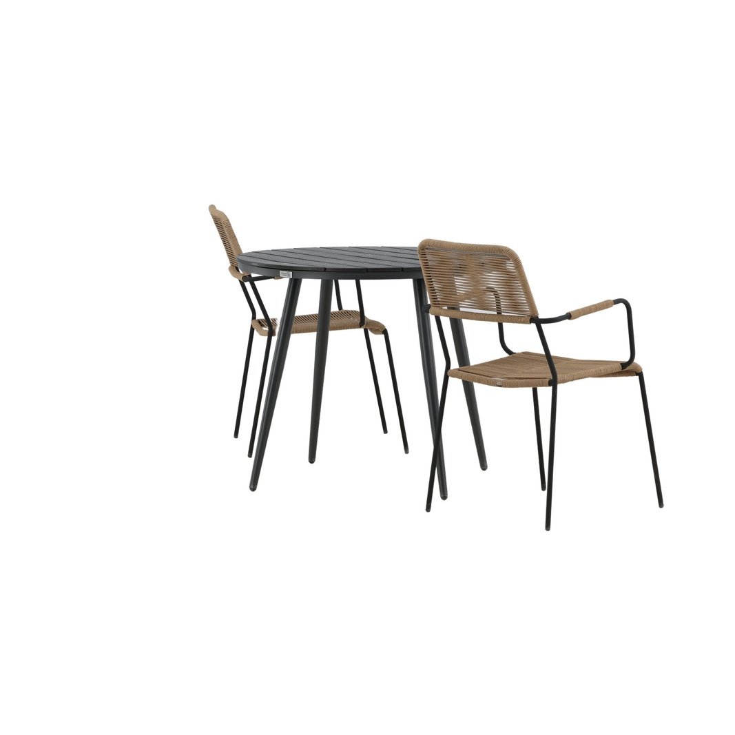 Pause Spisebord Rundt 90ø + Lindos Lenestol Venture Design Spisegruppe