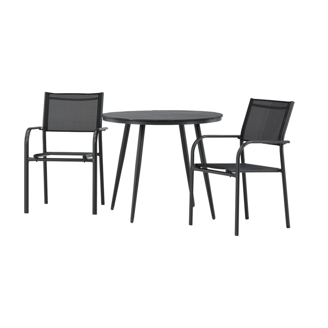 Break Spisebord Rundt 90ø + Santorini Armstol Venture Design Spisegruppe
