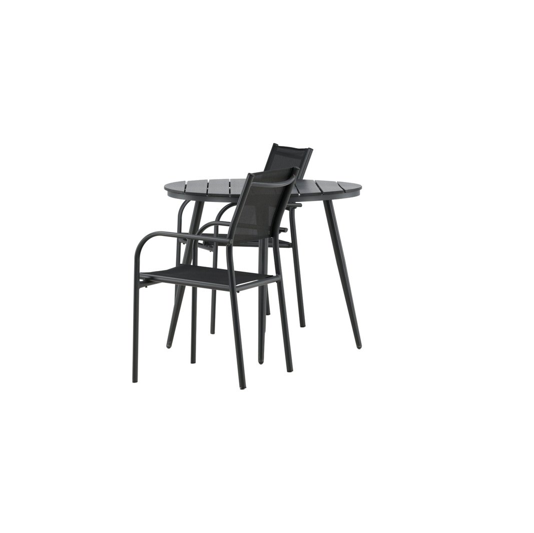 Break Spisebord Rundt 90ø + Santorini Armstol Venture Design Spisegruppe