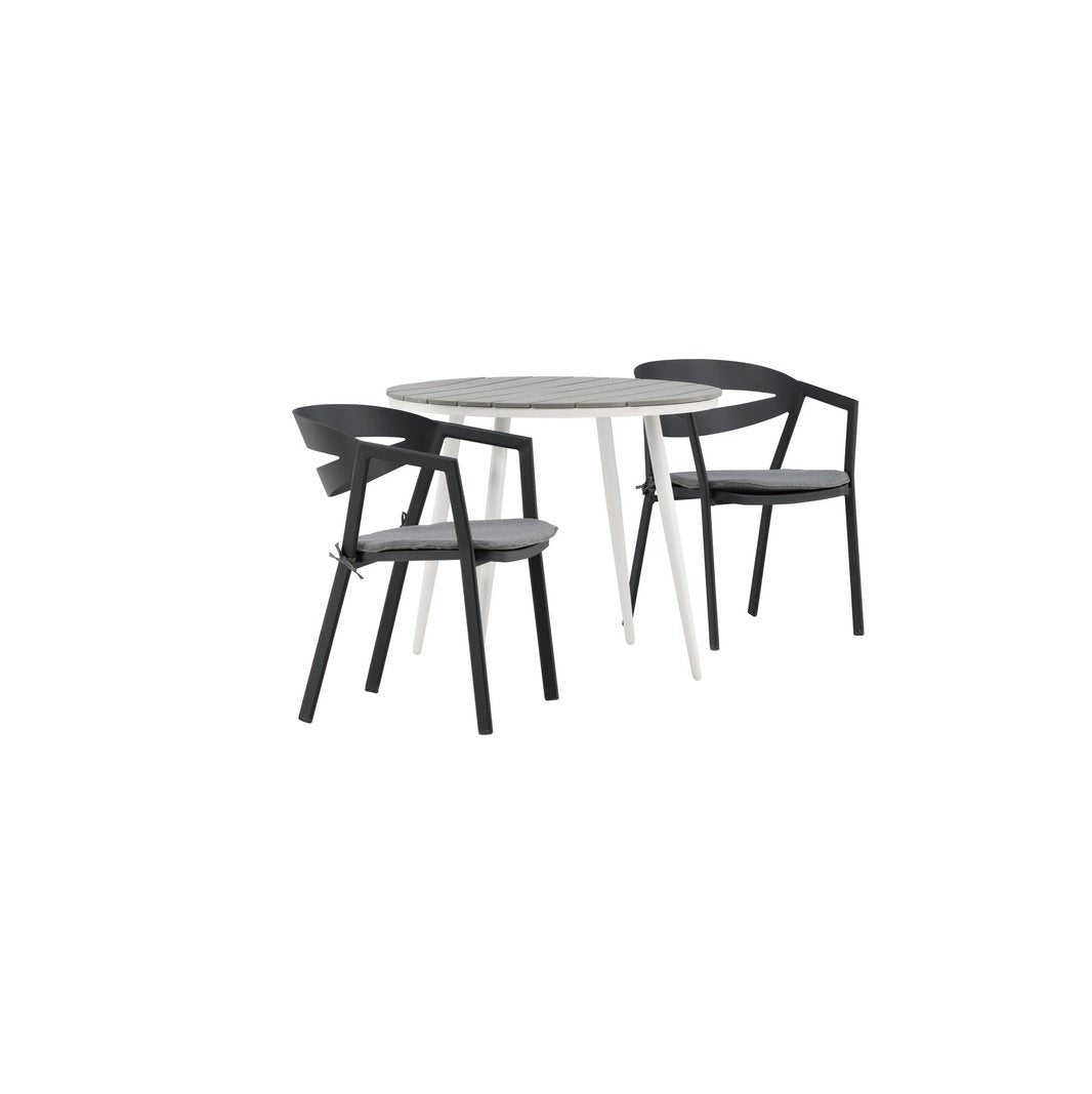Break Spisebord Rundt 90ø + Slit spisestoler inkl. Putetrekk Venture Design Spisegruppe