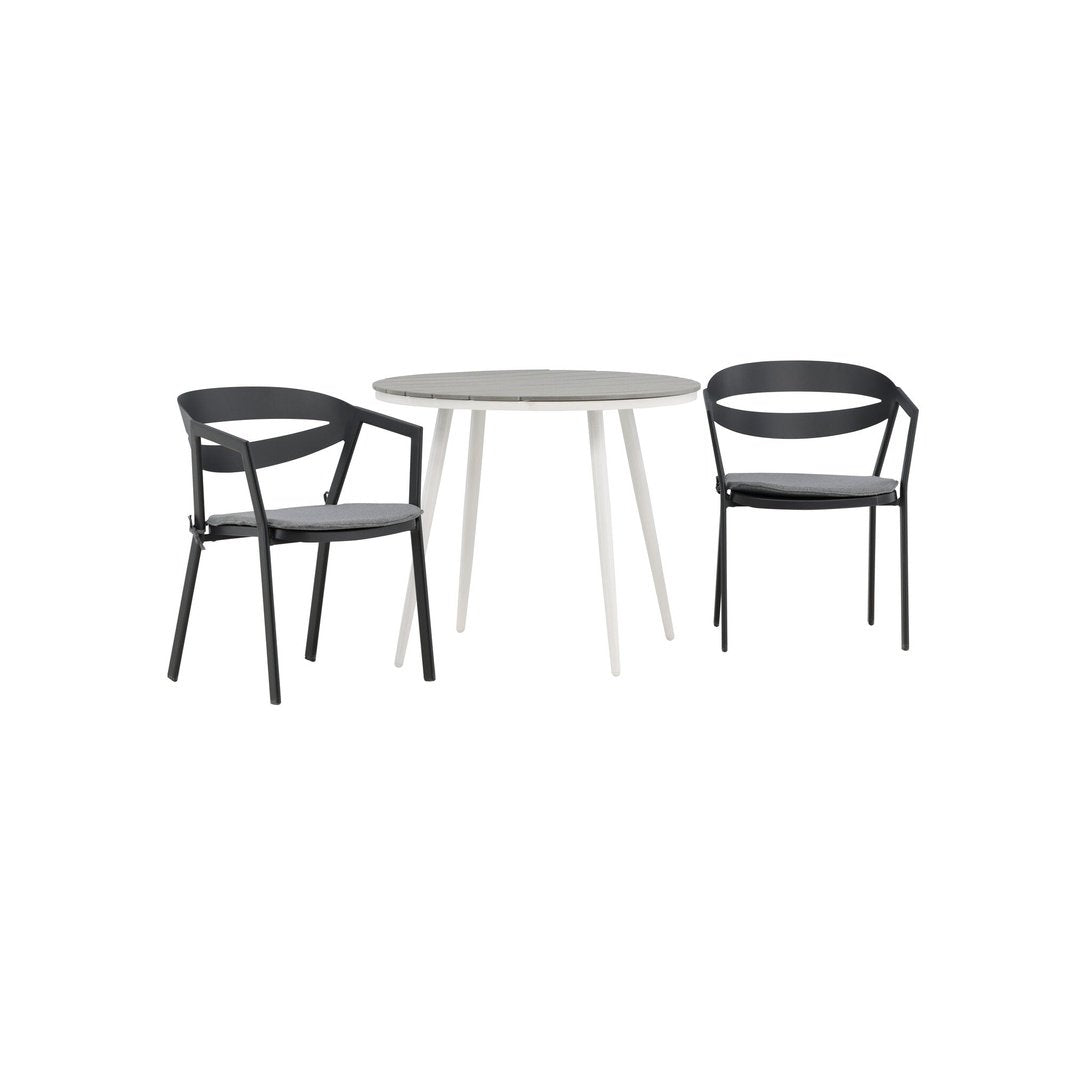 Break Spisebord Rundt 90ø + Slit spisestoler inkl. Putetrekk Venture Design Spisegruppe