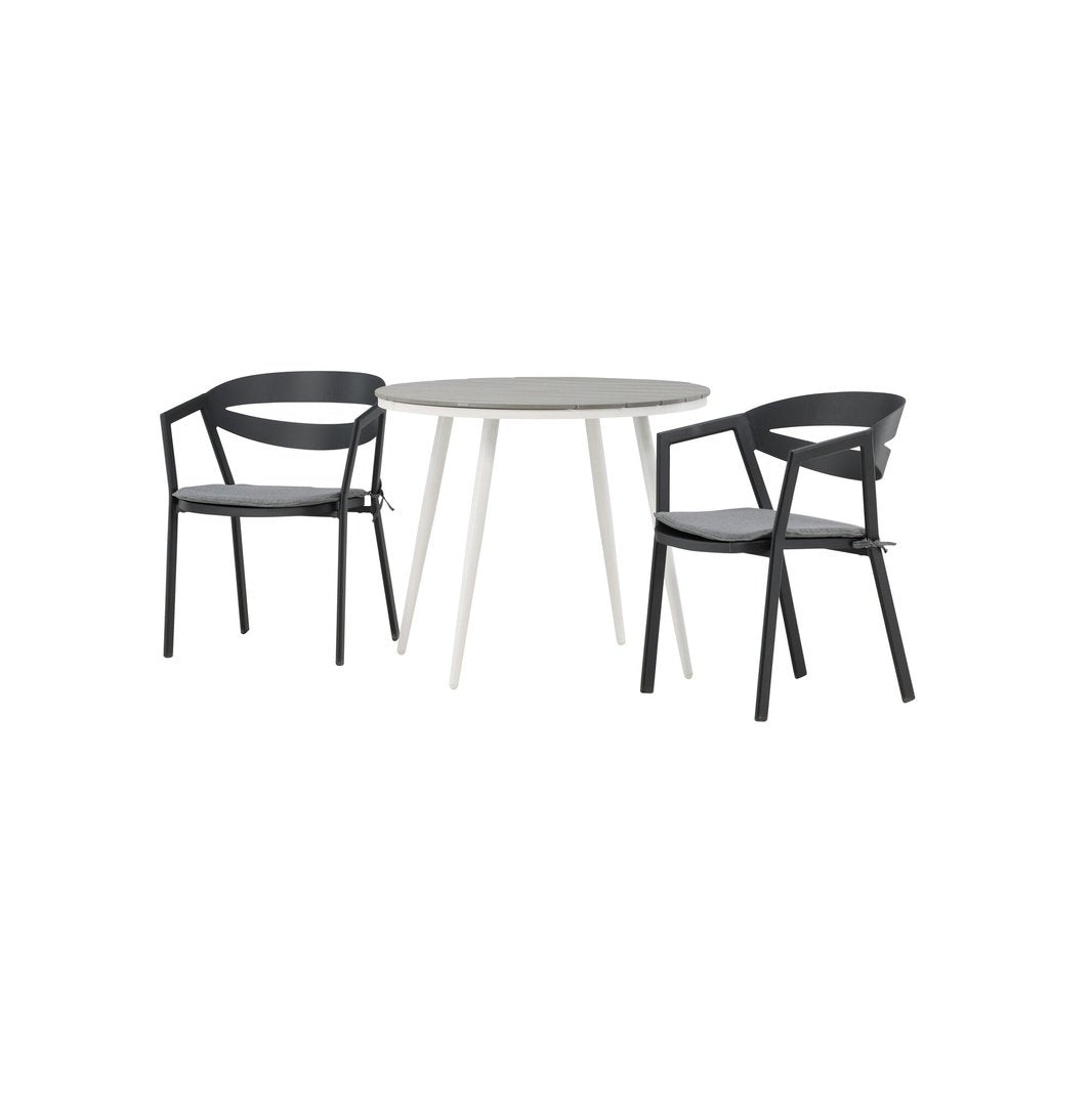 Break Spisebord Rundt 90ø + Slit spisestoler inkl. Putetrekk Venture Design Spisegruppe