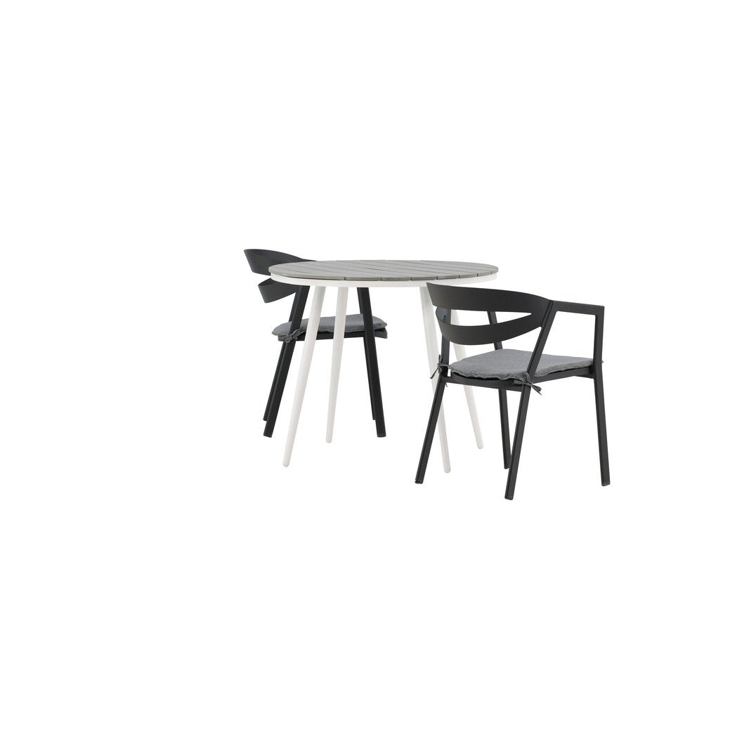 Break Spisebord Rundt 90ø + Slit spisestoler inkl. Putetrekk Venture Design Spisegruppe