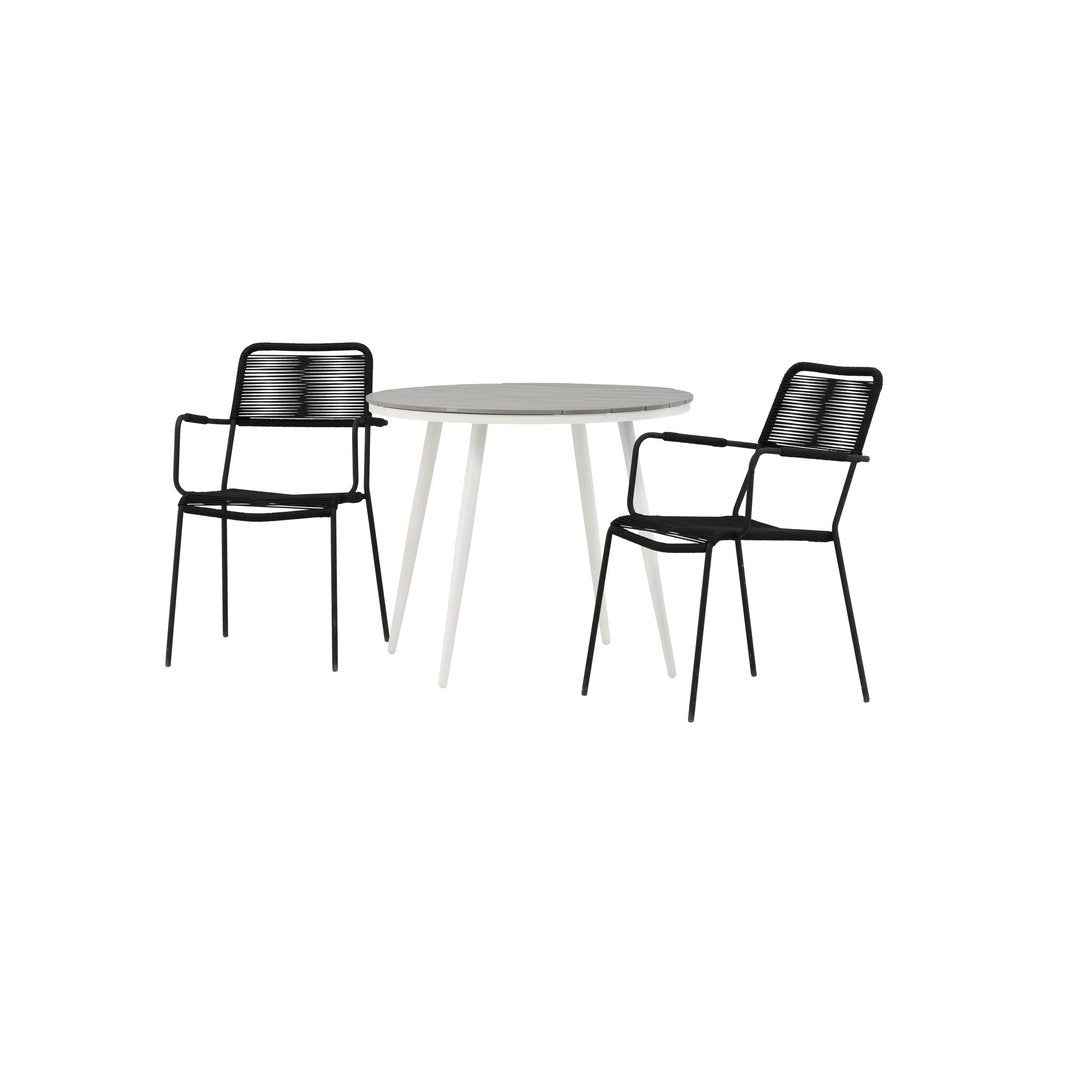 Pause Spisebord Rundt 90ø + Lindos Lenestol Venture Design Spisegruppe