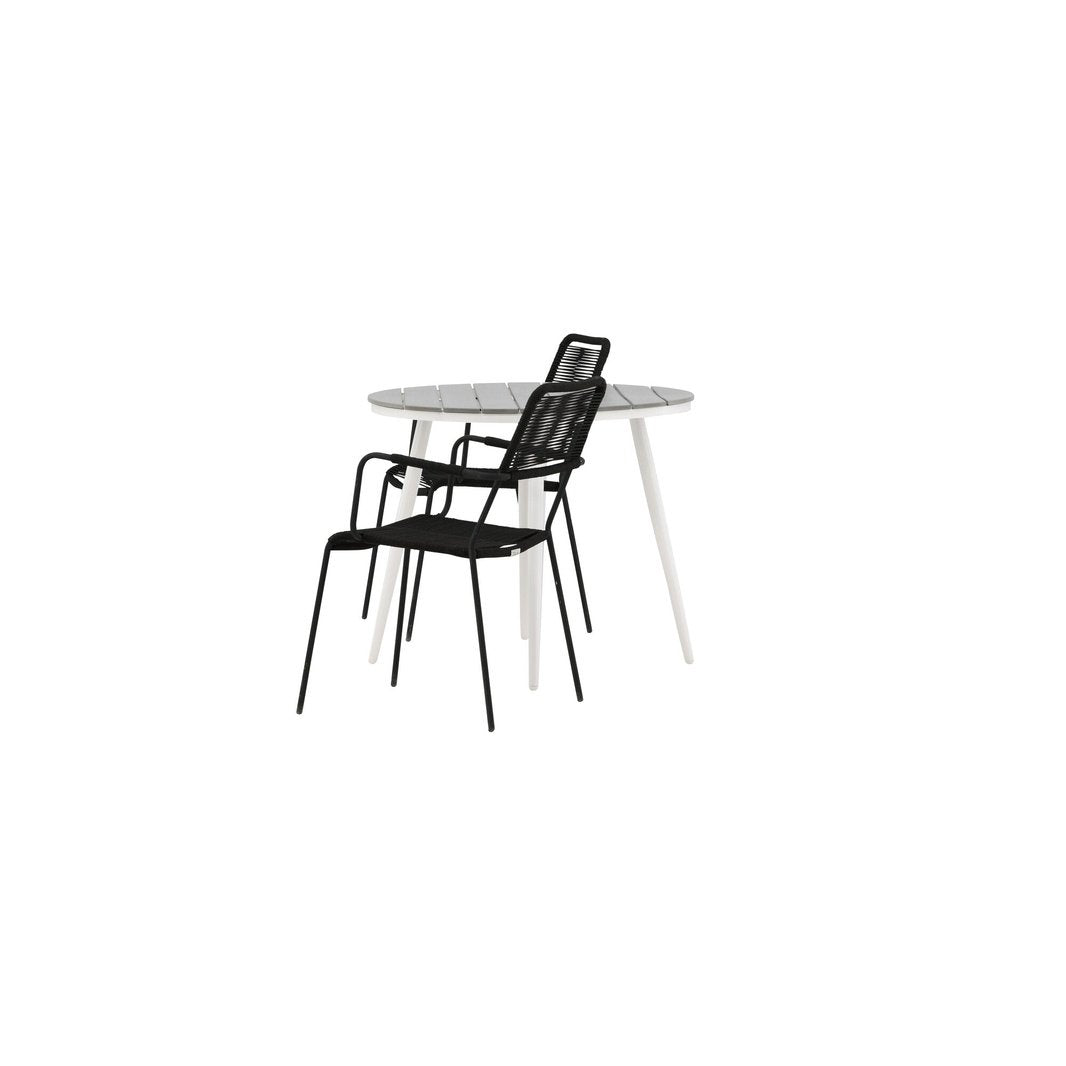 Pause Spisebord Rundt 90ø + Lindos Lenestol Venture Design Spisegruppe
